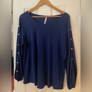 Blue Blouse with cut out sleeves